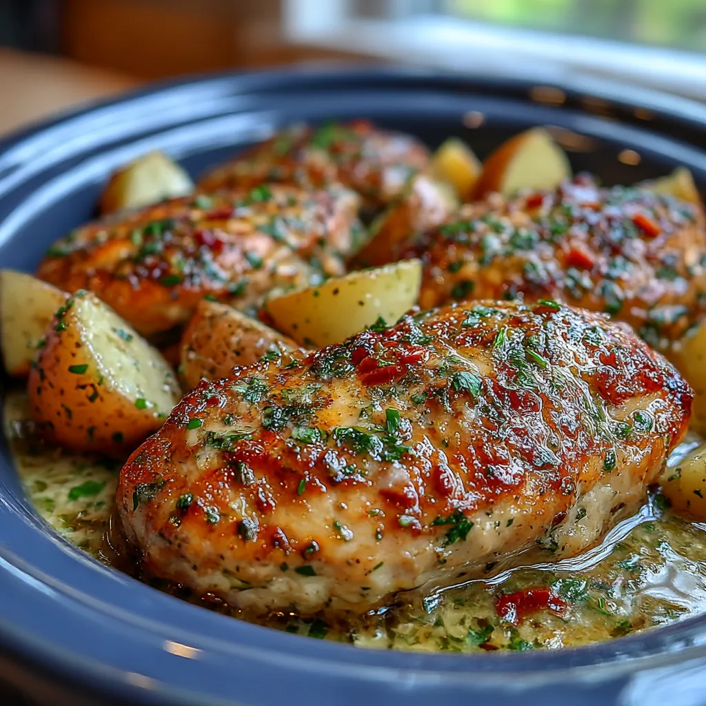 Garlic Parmesan Crockpot Chicken and Potatoes