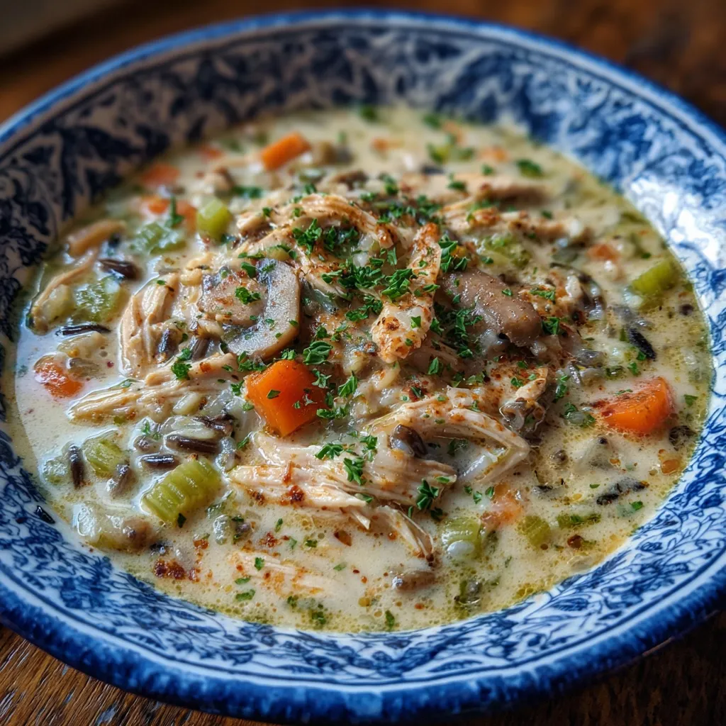 Mushroom Chicken and Wild Rice Soup