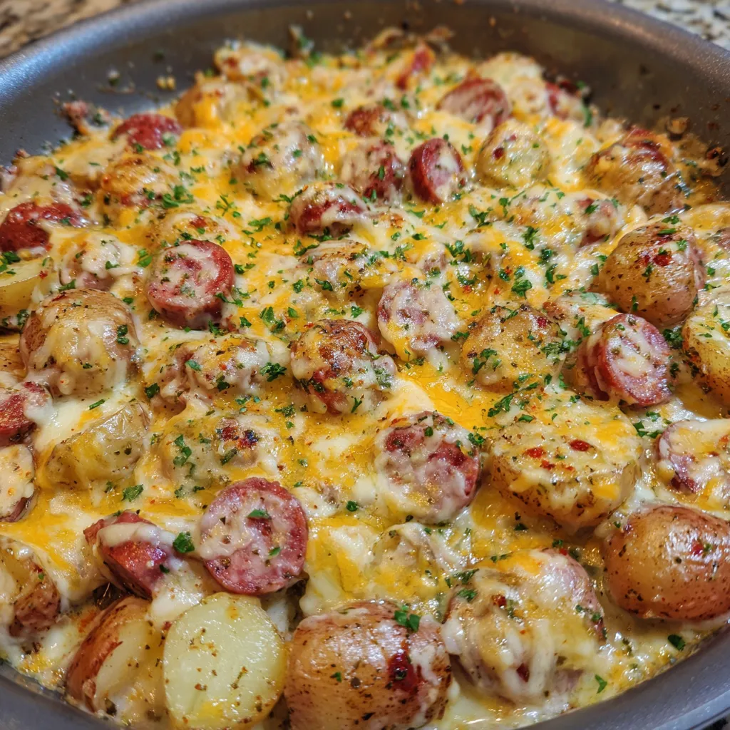 Cheesy Ranch Potatoes and Smoked Sausage