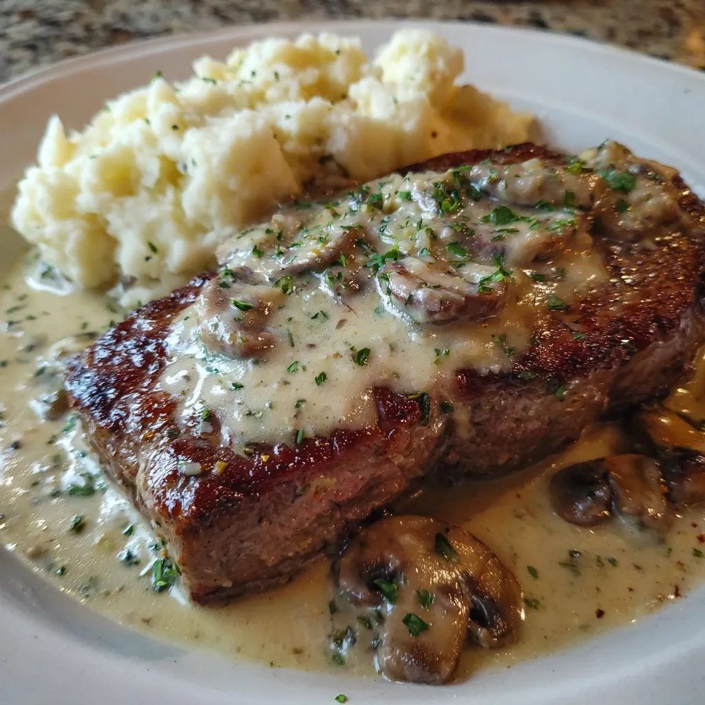 Juicy Steak with Creamy Garlic Sauce
