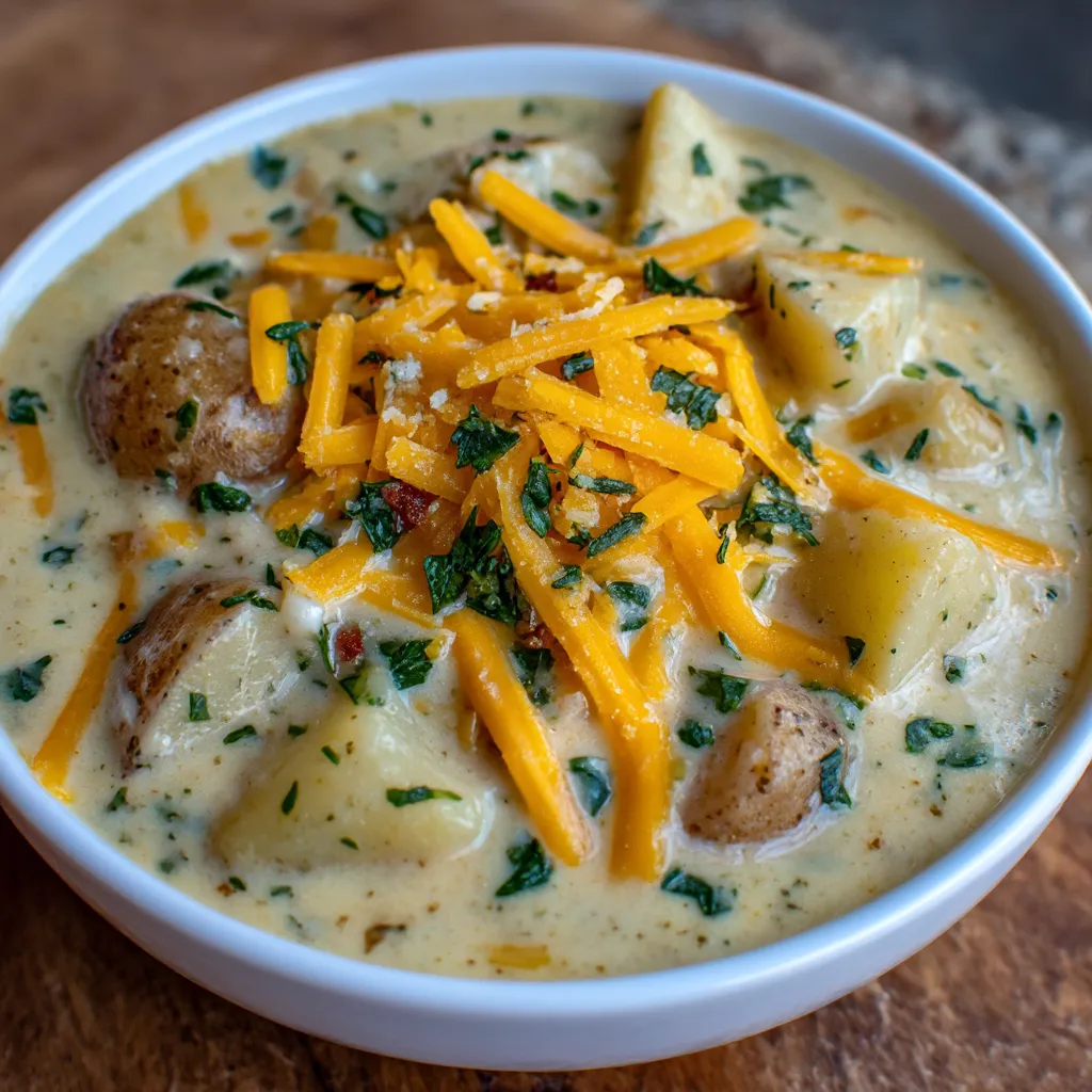 Cheddar Garlic Herb Potato Soup
