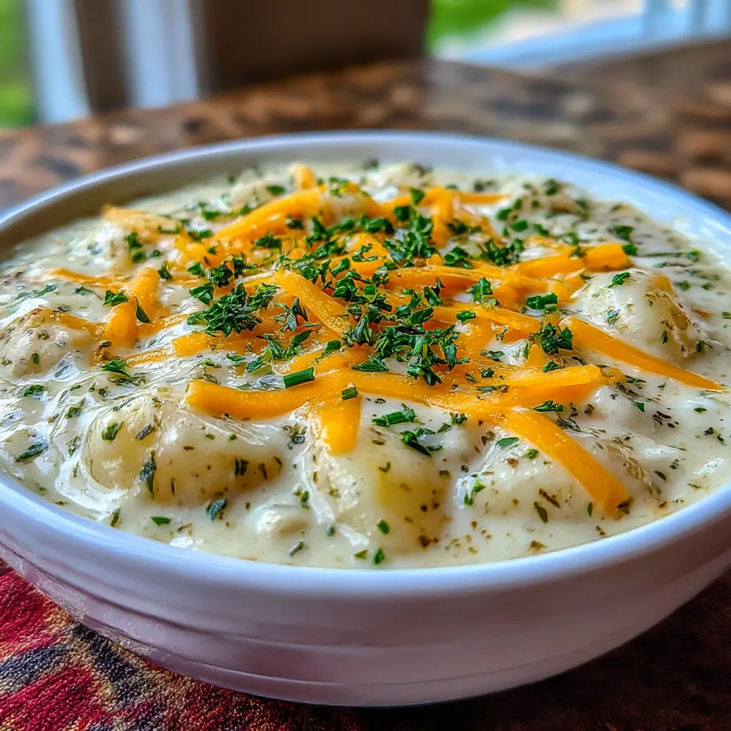 Cheddar Garlic Herb Potato Soup