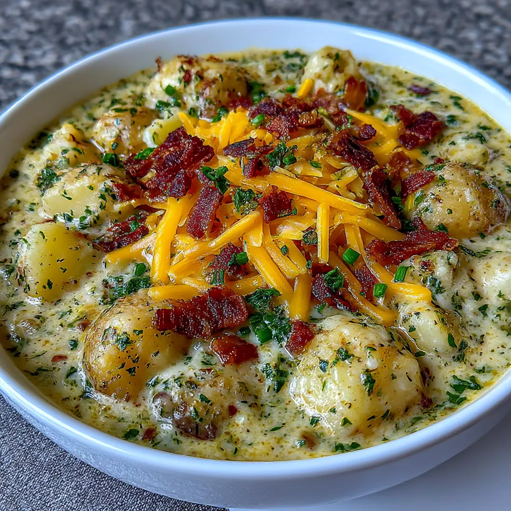 Cheddar Garlic Herb Potato Soup