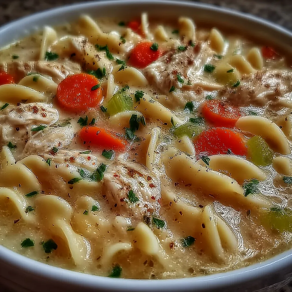 Easy Crockpot Creamy Chicken Noodle Soup