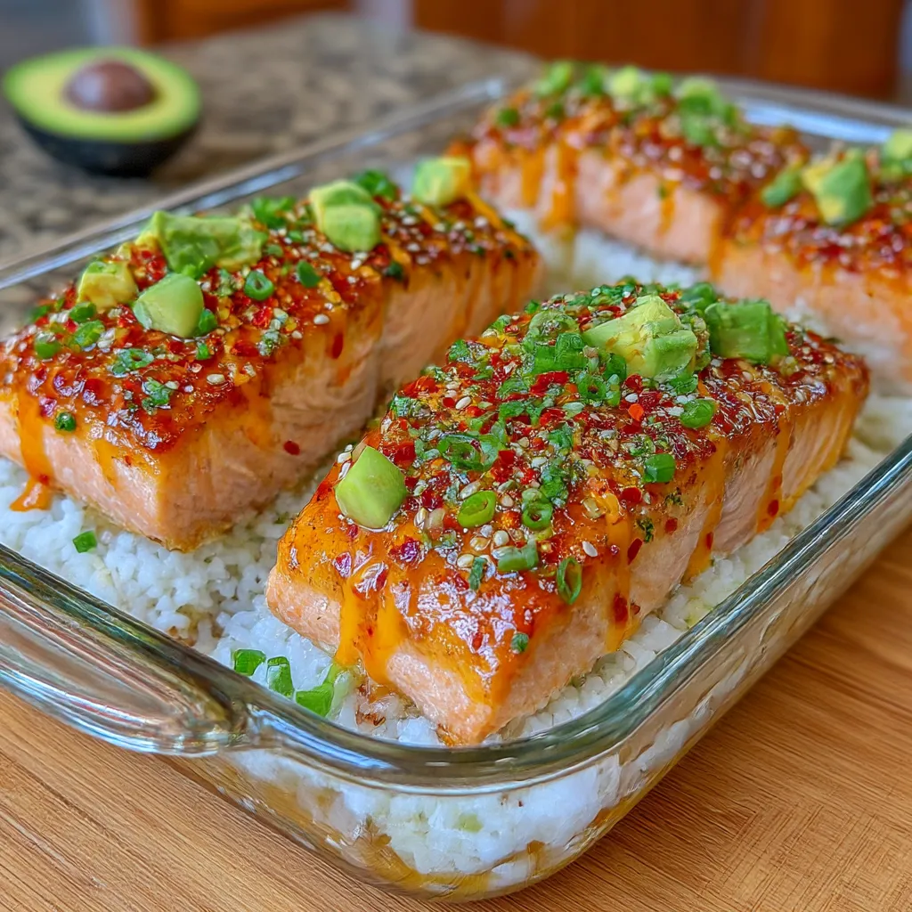 Easy Spicy Salmon Sushi Bake