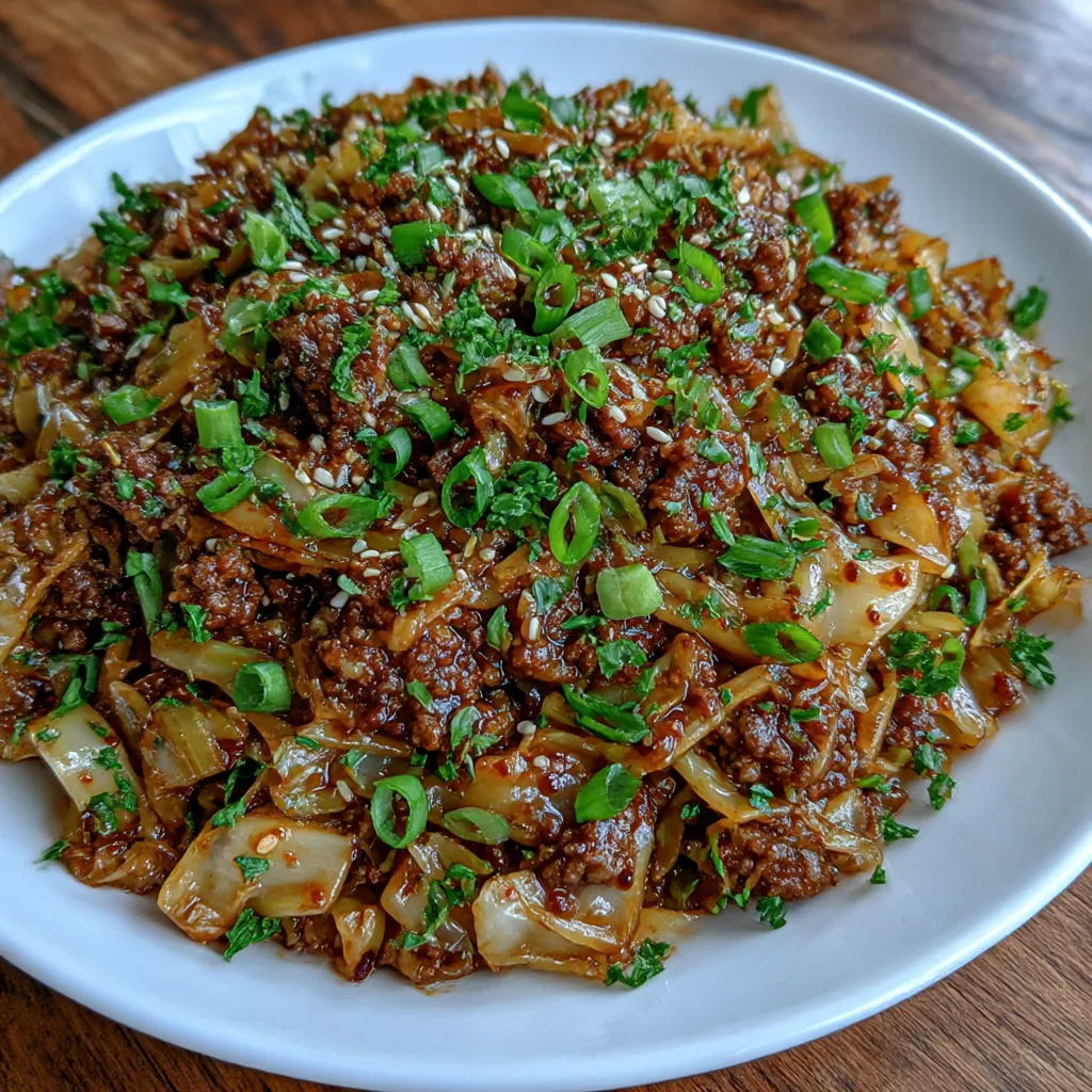 Low-Carb Mongolian Ground Beef and Cabbage