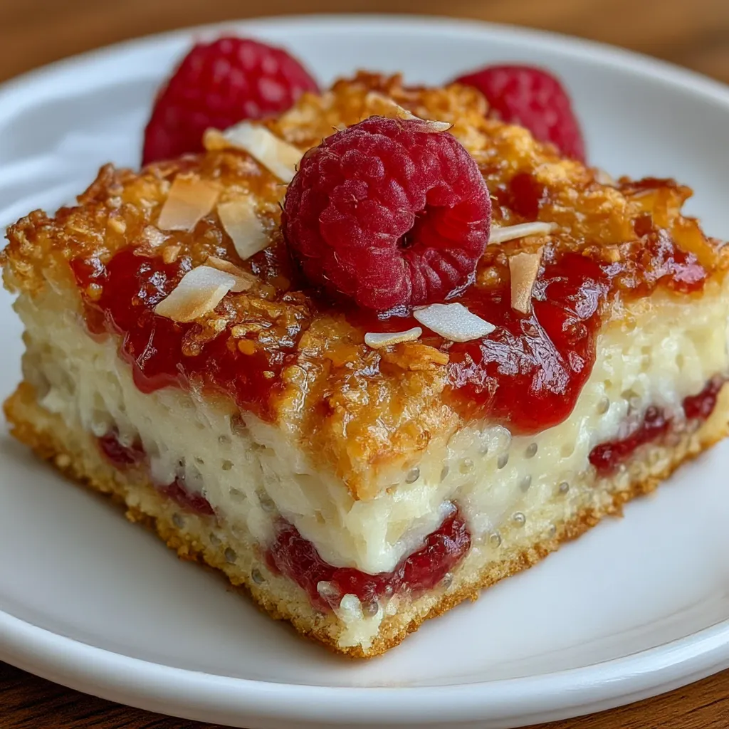 Raspberry Coconut Squares