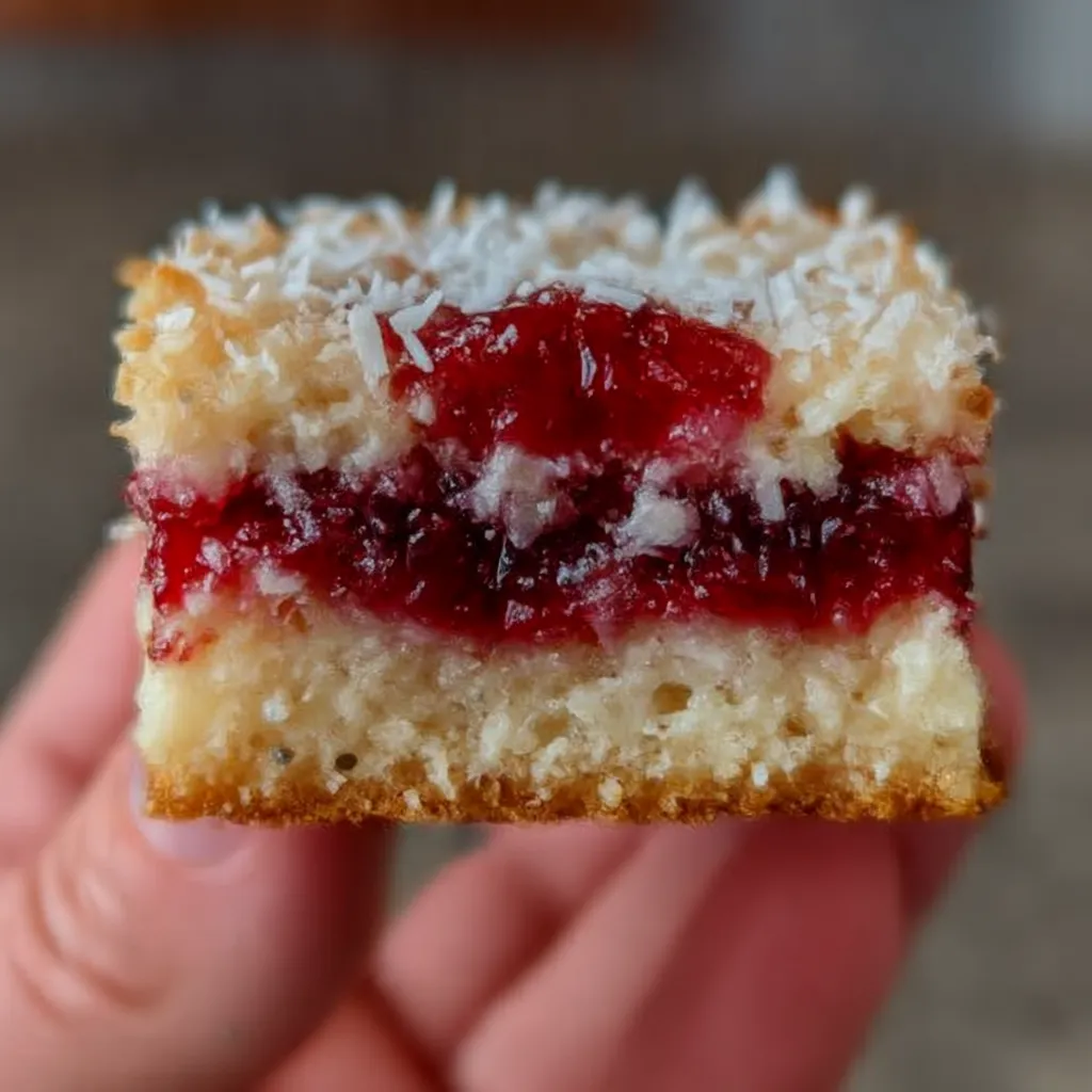 Raspberry Coconut Squares