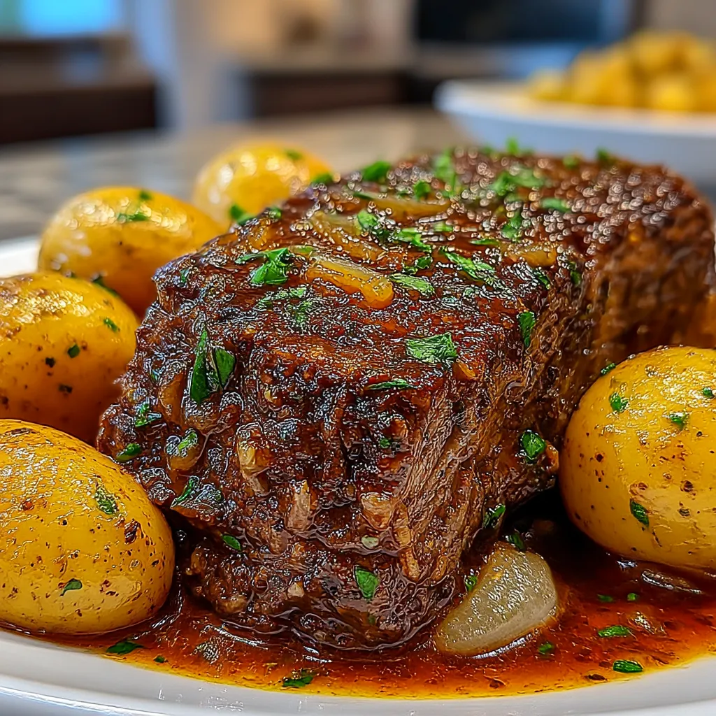 Savory Crock Pot French Onion Pot Roast