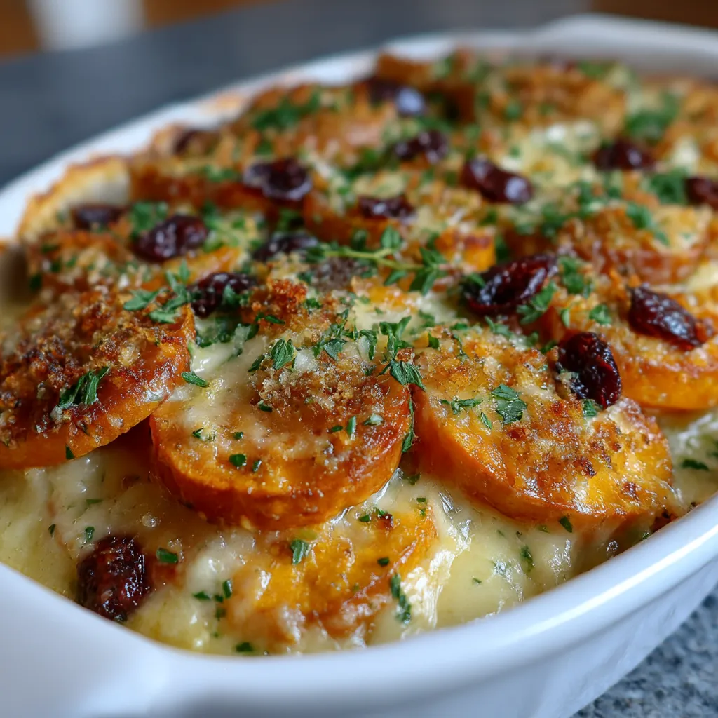 Sweet Potato and Cranberry Gratin