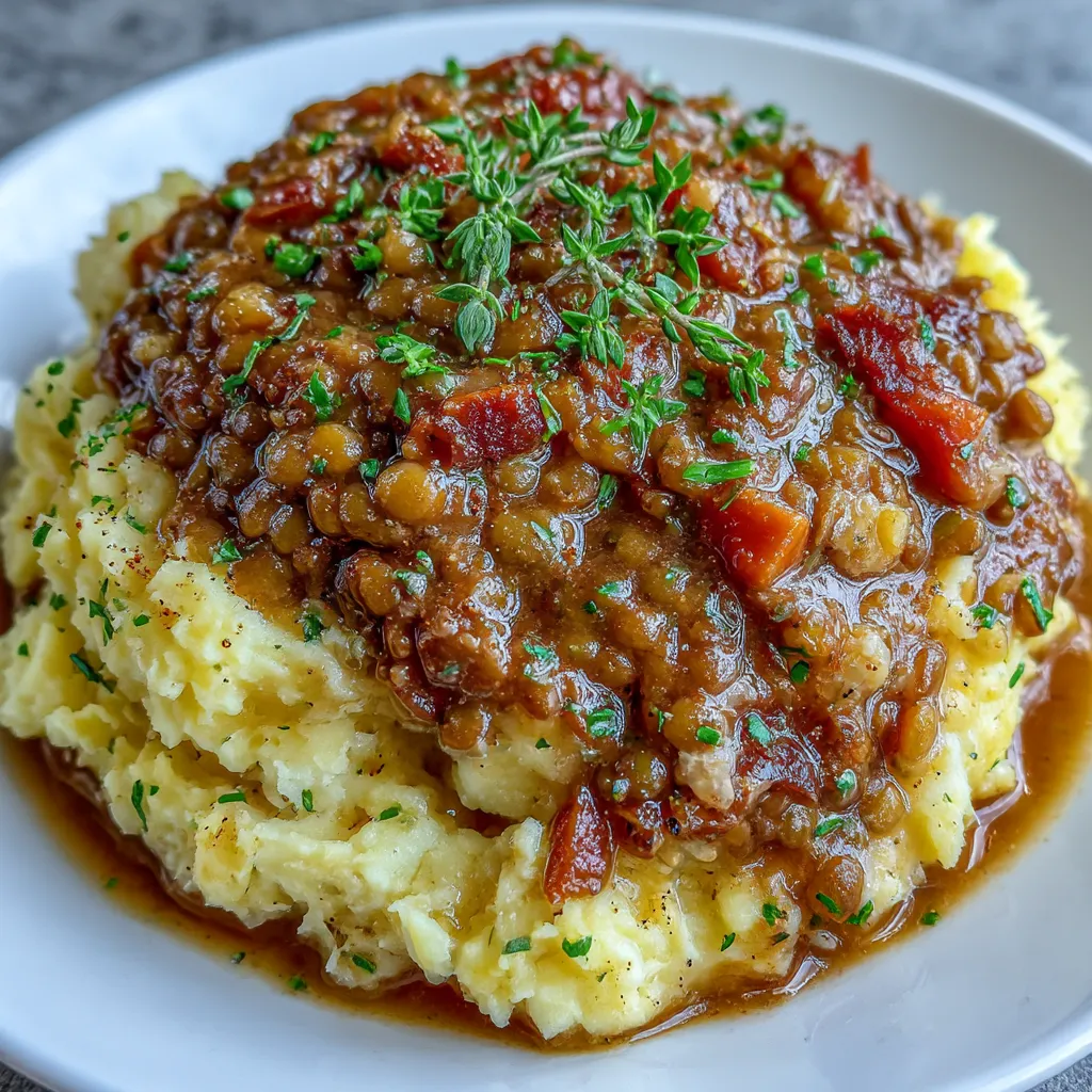 Hearty Lentil Stew and Creamy Mashed Potato Bowl