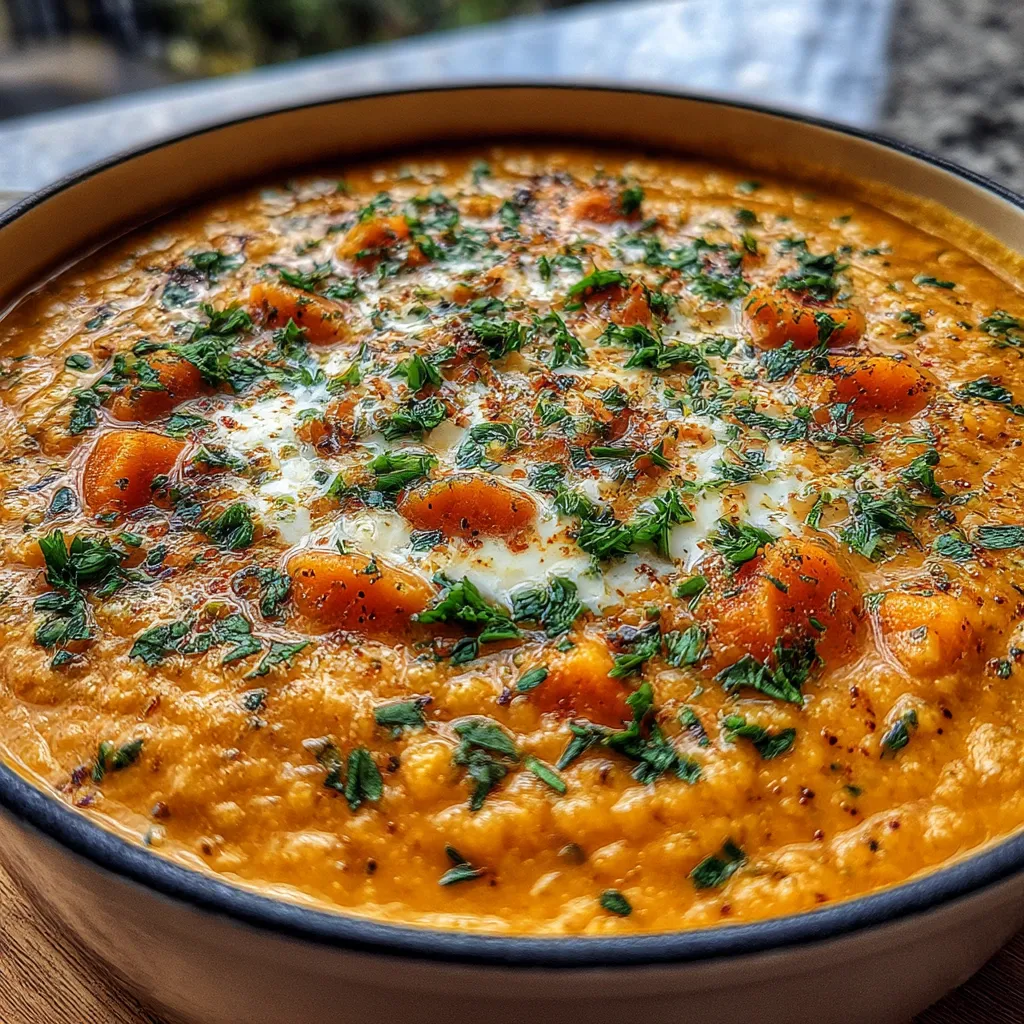 One Pot Creamy Carrot Lentil Soup