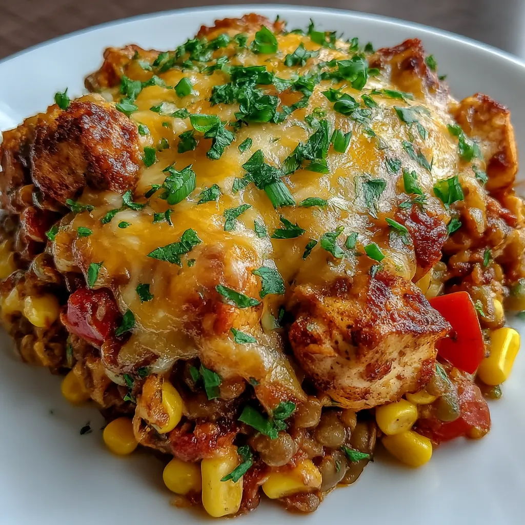 Tex Mex Chicken and Lentil Casserole