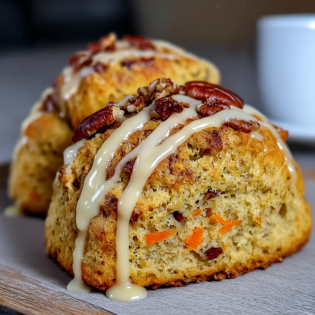 Carrot Cake Scones with Maple Cream Cheese Glaze
