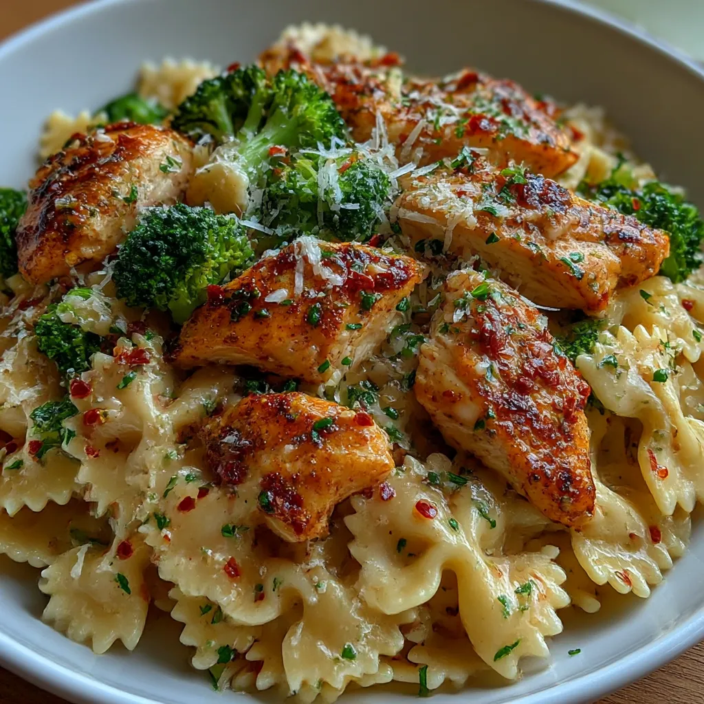 Cowboy Butter Lemon Bowtie Chicken Pasta with Broccoli