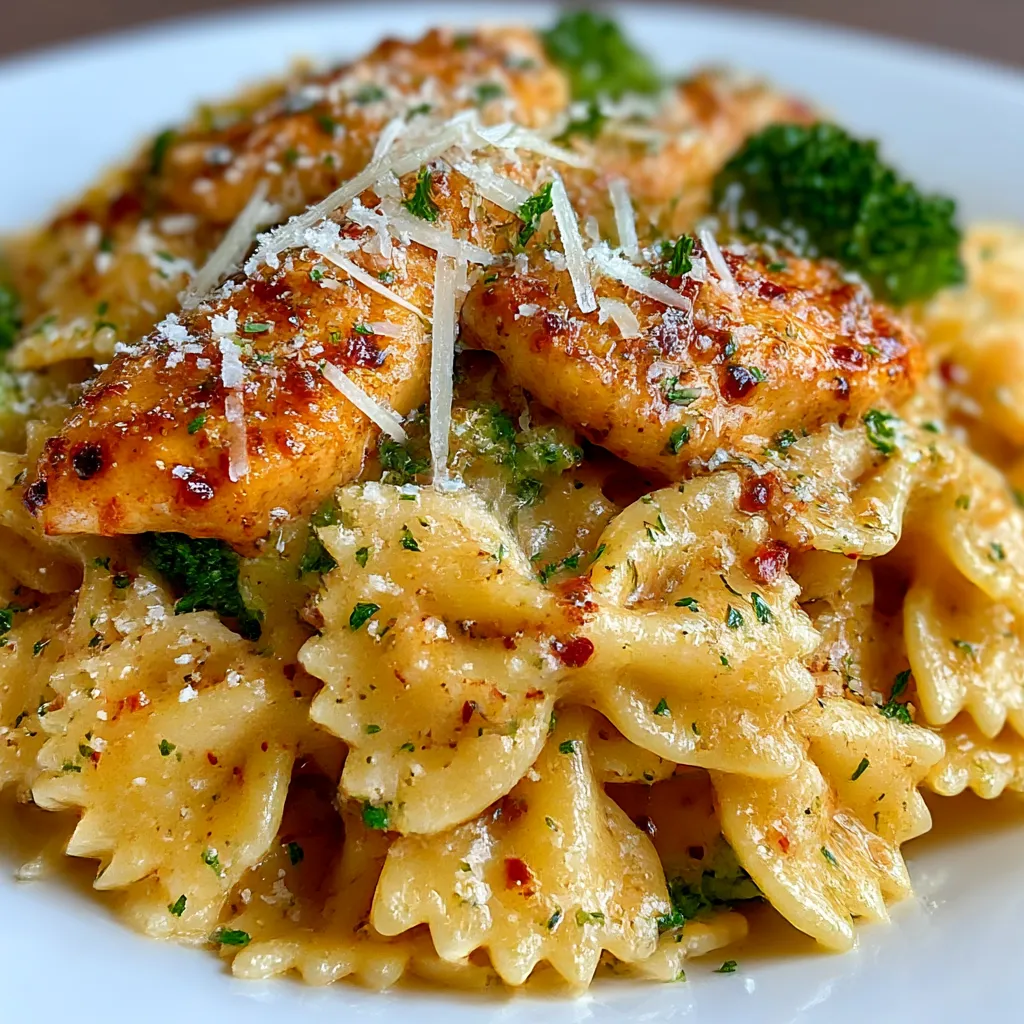 Cowboy Butter Lemon Bowtie Chicken Pasta with Broccoli