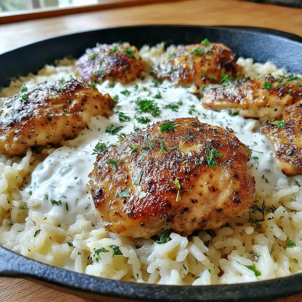 Dump-and-Bake Chicken Tzatziki Rice