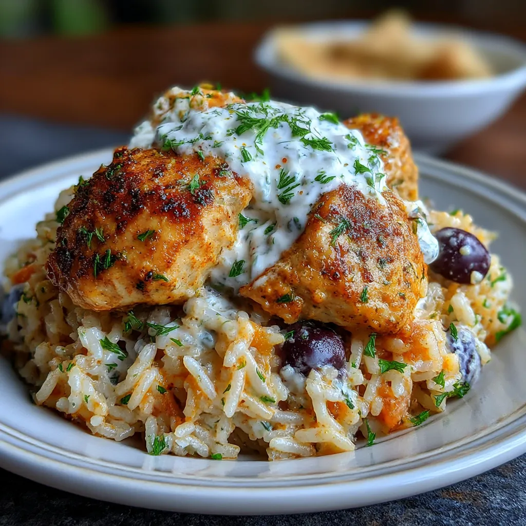 Dump-and-Bake Chicken Tzatziki Rice