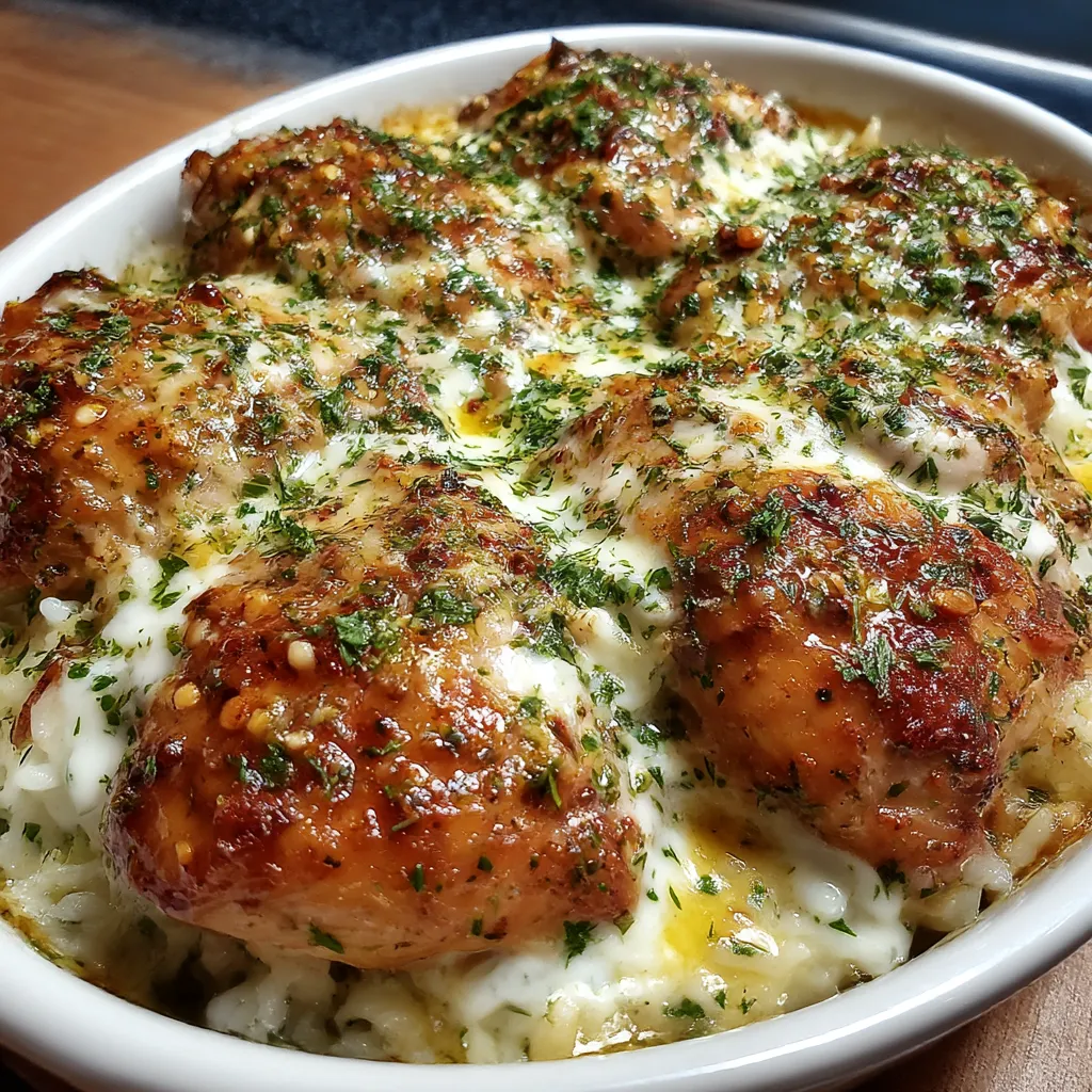 Dump-and-Bake Chicken Tzatziki Rice