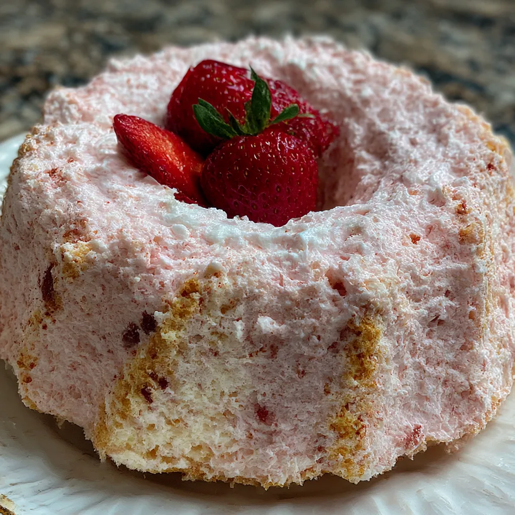 Fluffy Pink Angel Food Cake