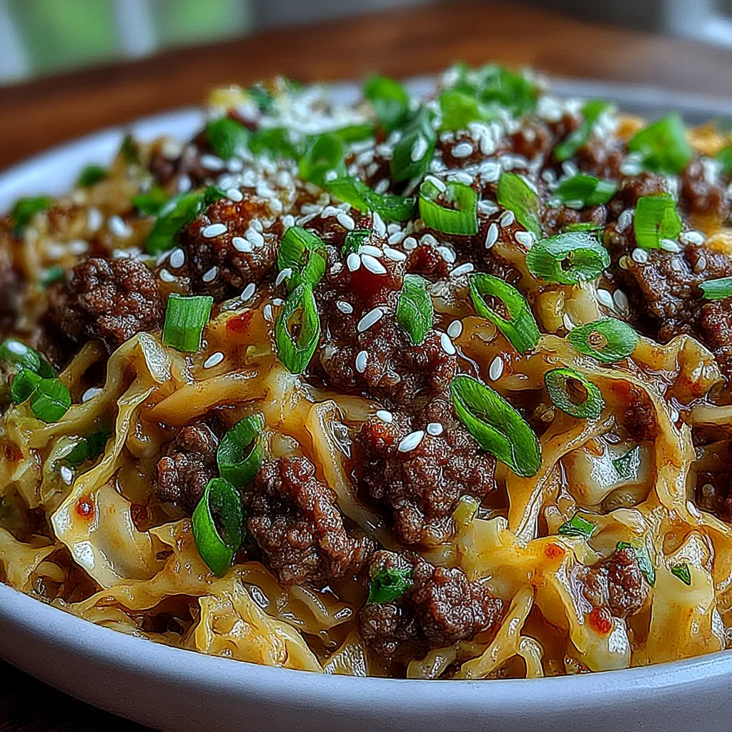 Low-Carb Mongolian Ground Beef and Cabbage