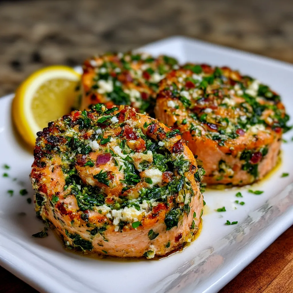 Spinach and Feta Stuffed Salmon Pinwheels
