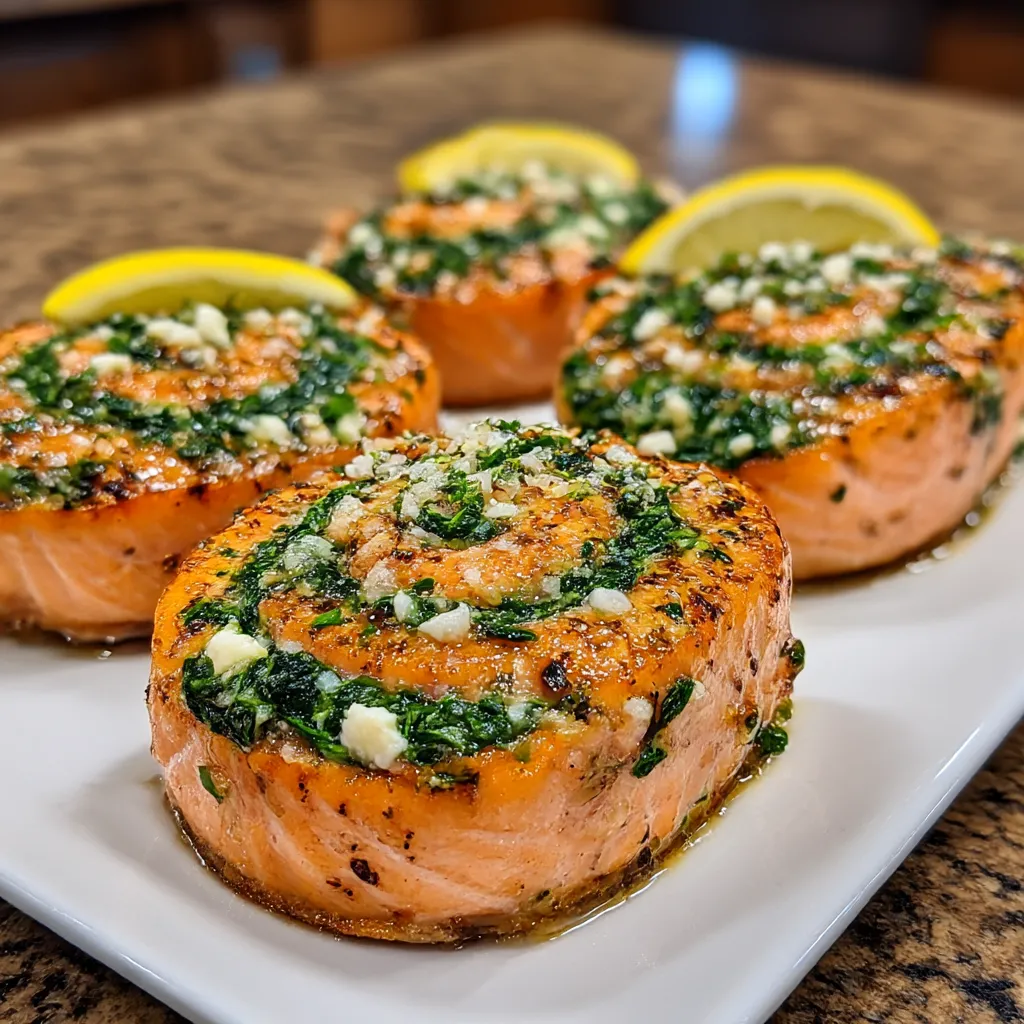 Spinach and Feta Stuffed Salmon Pinwheels