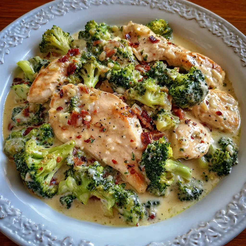Creamy Garlic Chicken & Broccoli