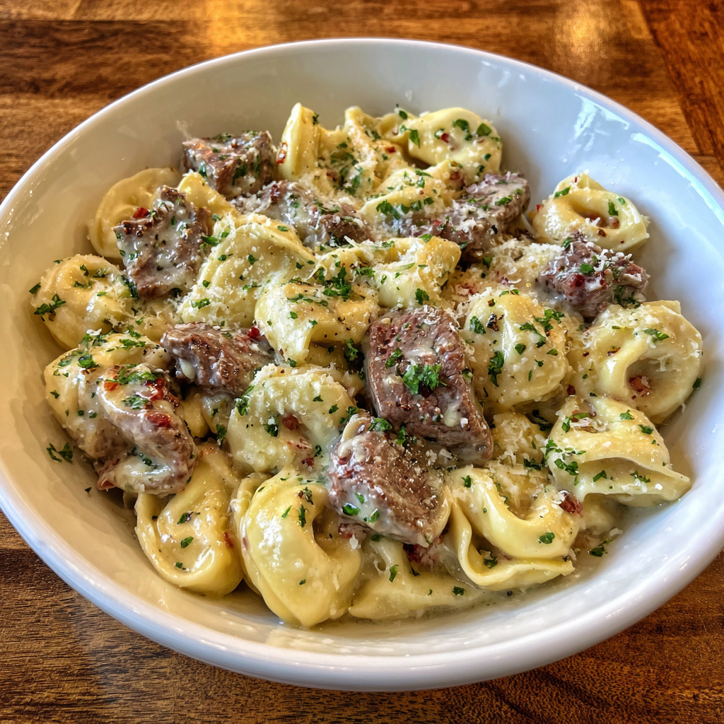 Creamy Garlic Steak Tortellini