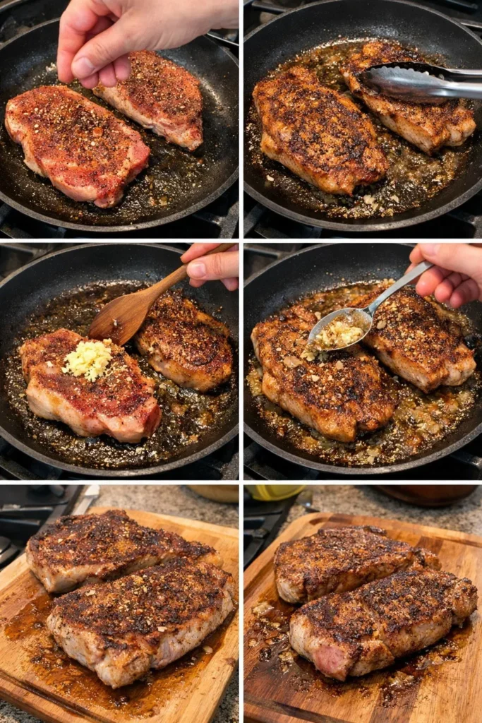 Garlic Butter Pan Seared Beef Chops