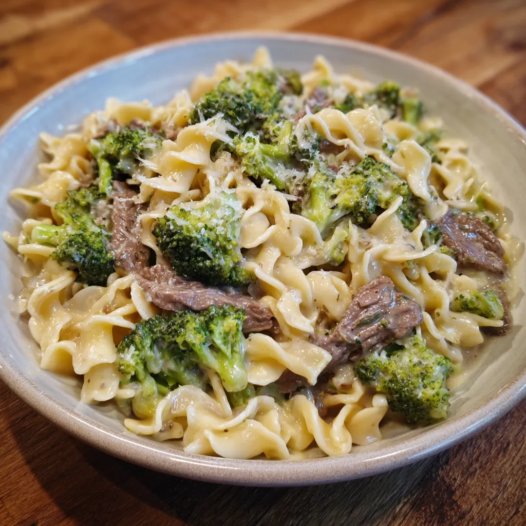 High Protein Broccoli Beef Pasta