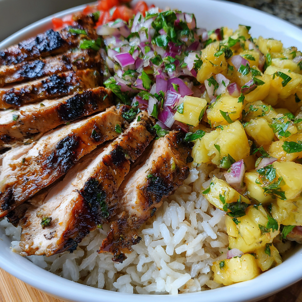 Jerk Chicken Bowl with Pineapple Salsa