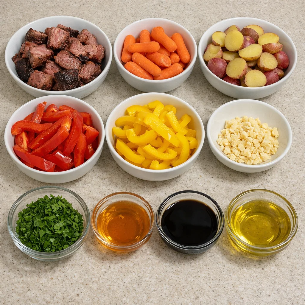 One-Pan Honey Garlic Smoked Beef & Veggies