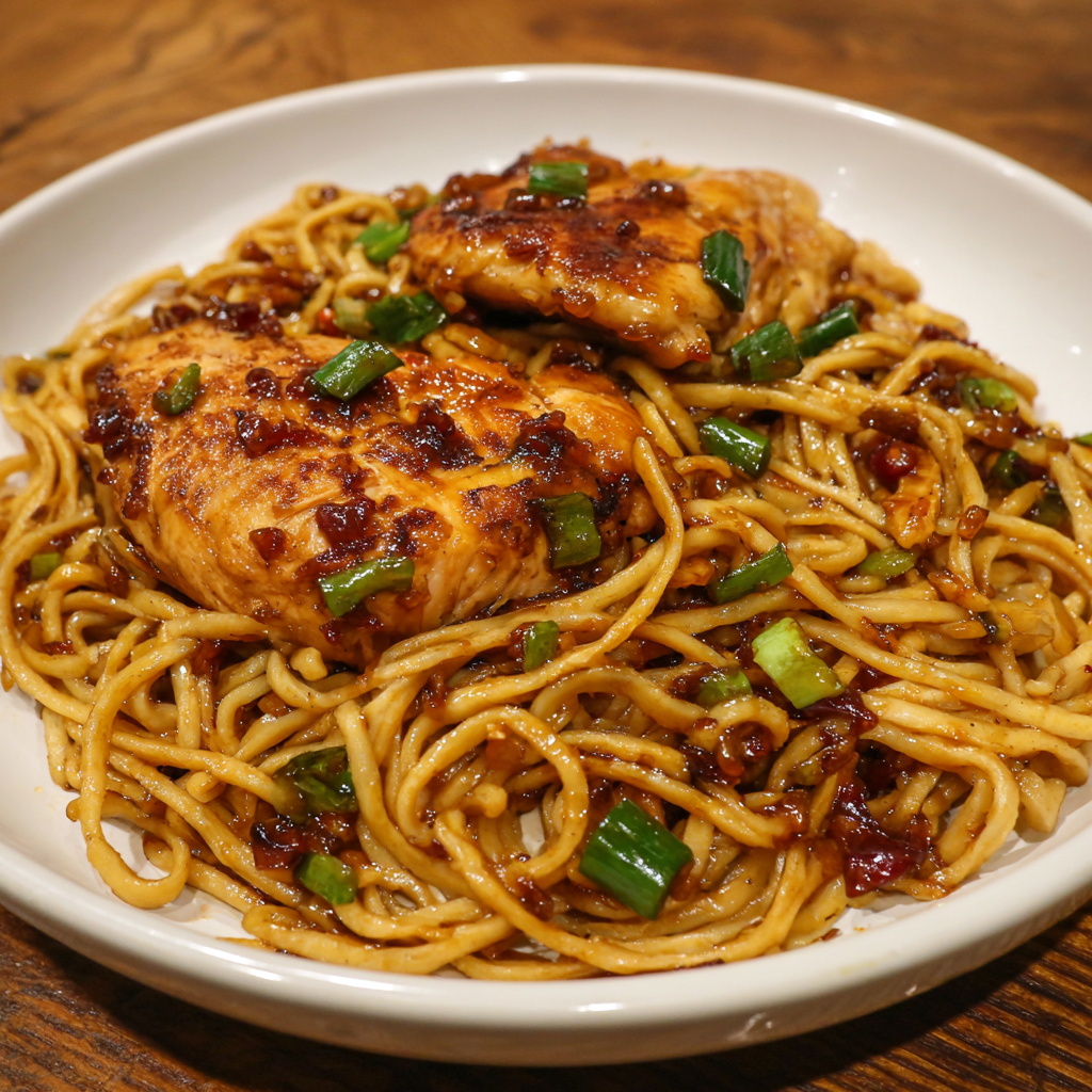 Sticky Garlic Chicken Noodles