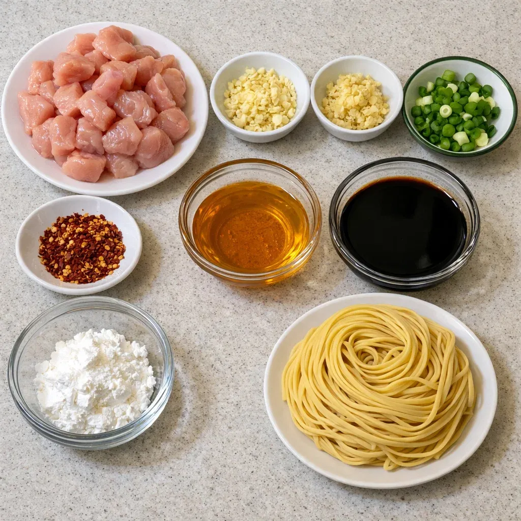 Sticky Garlic Chicken Noodles