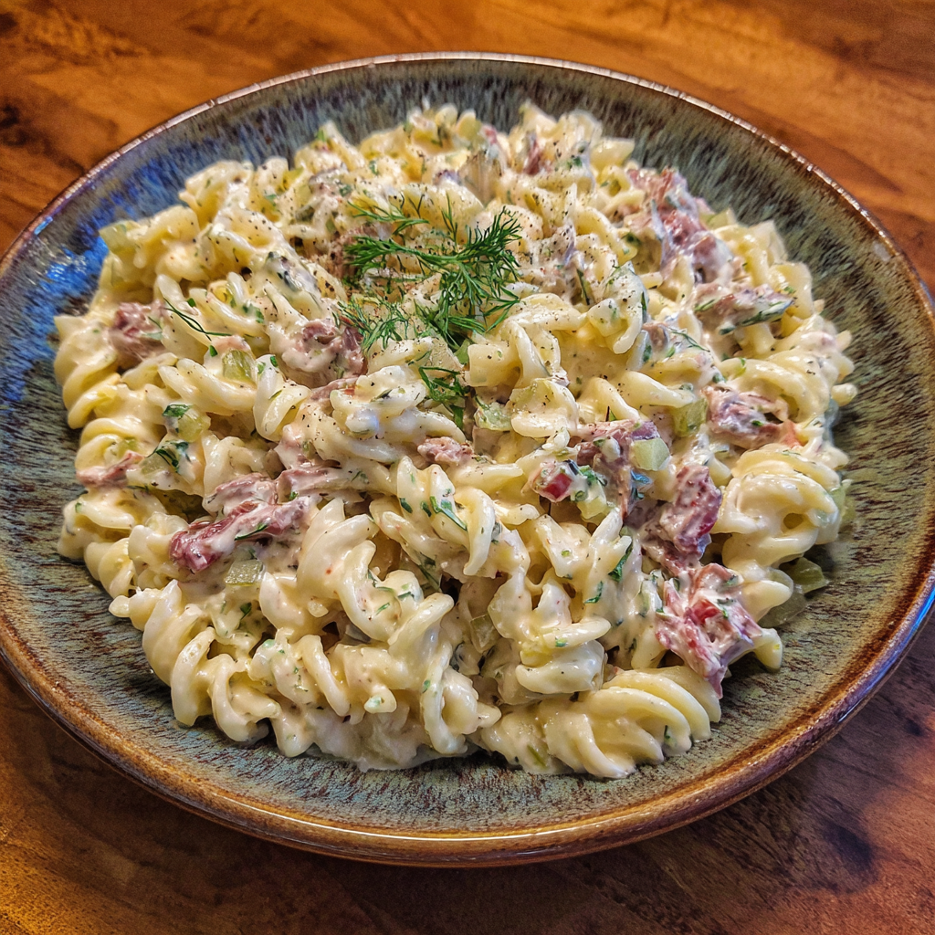 Dill Pickle Smoked Beef Pasta Salad