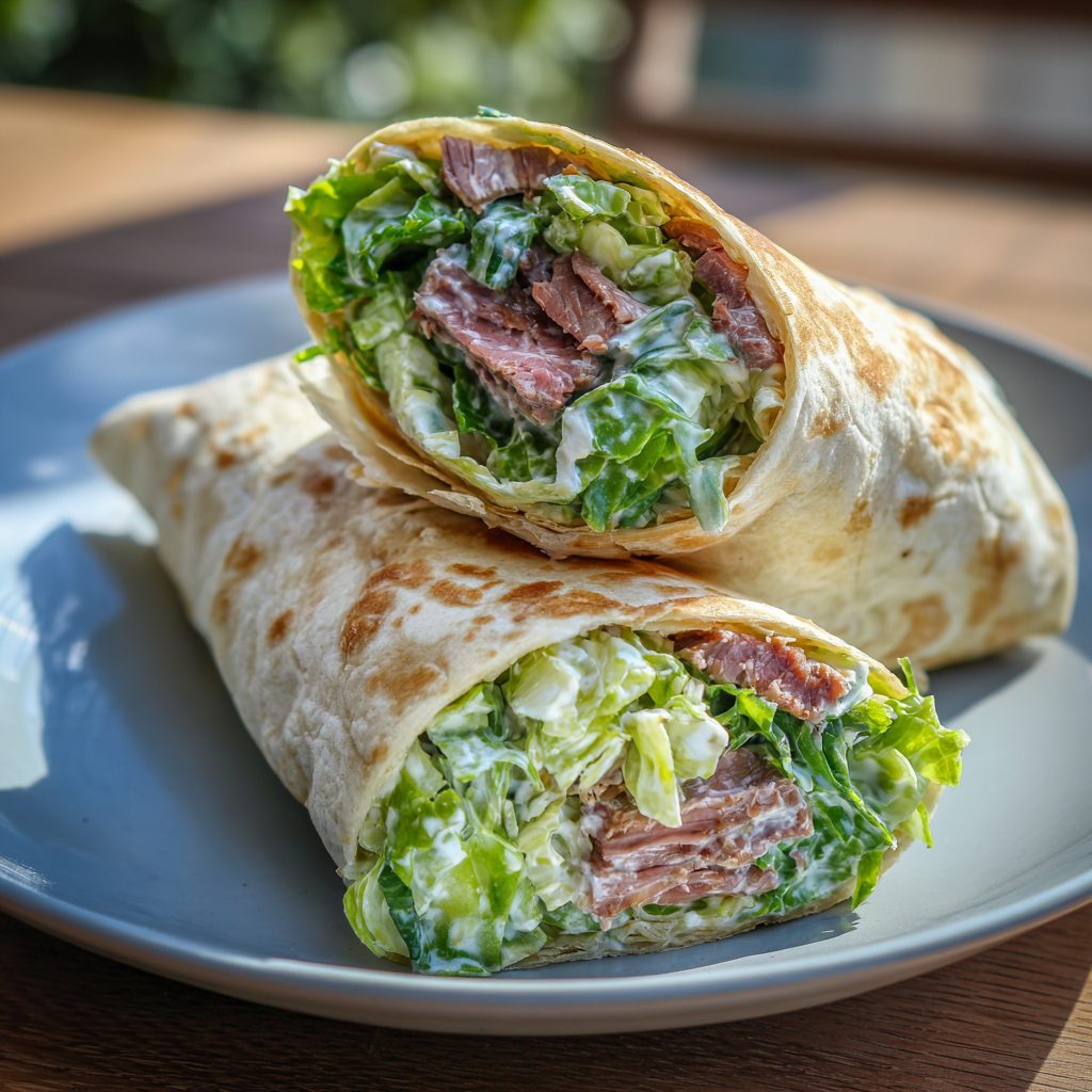 Easy Smoked Beef Caesar Salad Wrap