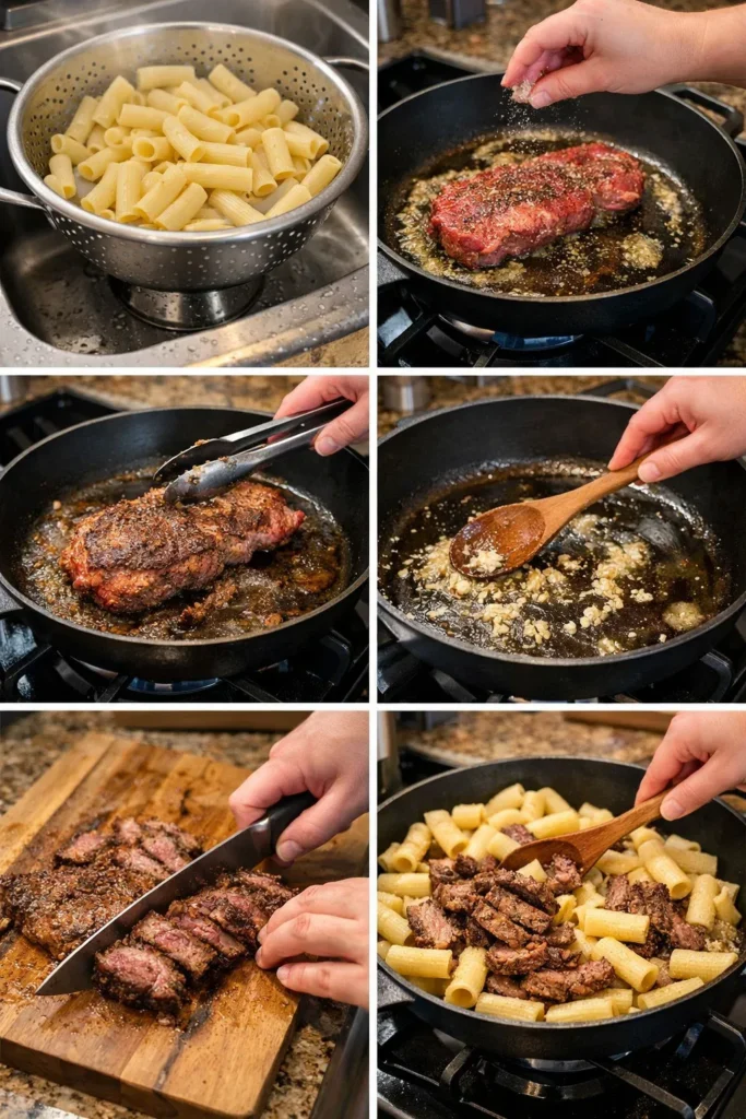 Garlic Butter Steak Rigatoni