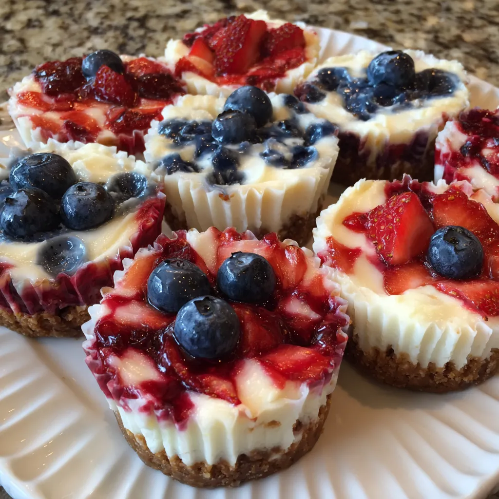 Red, White & Blue Mini Cheesecakes