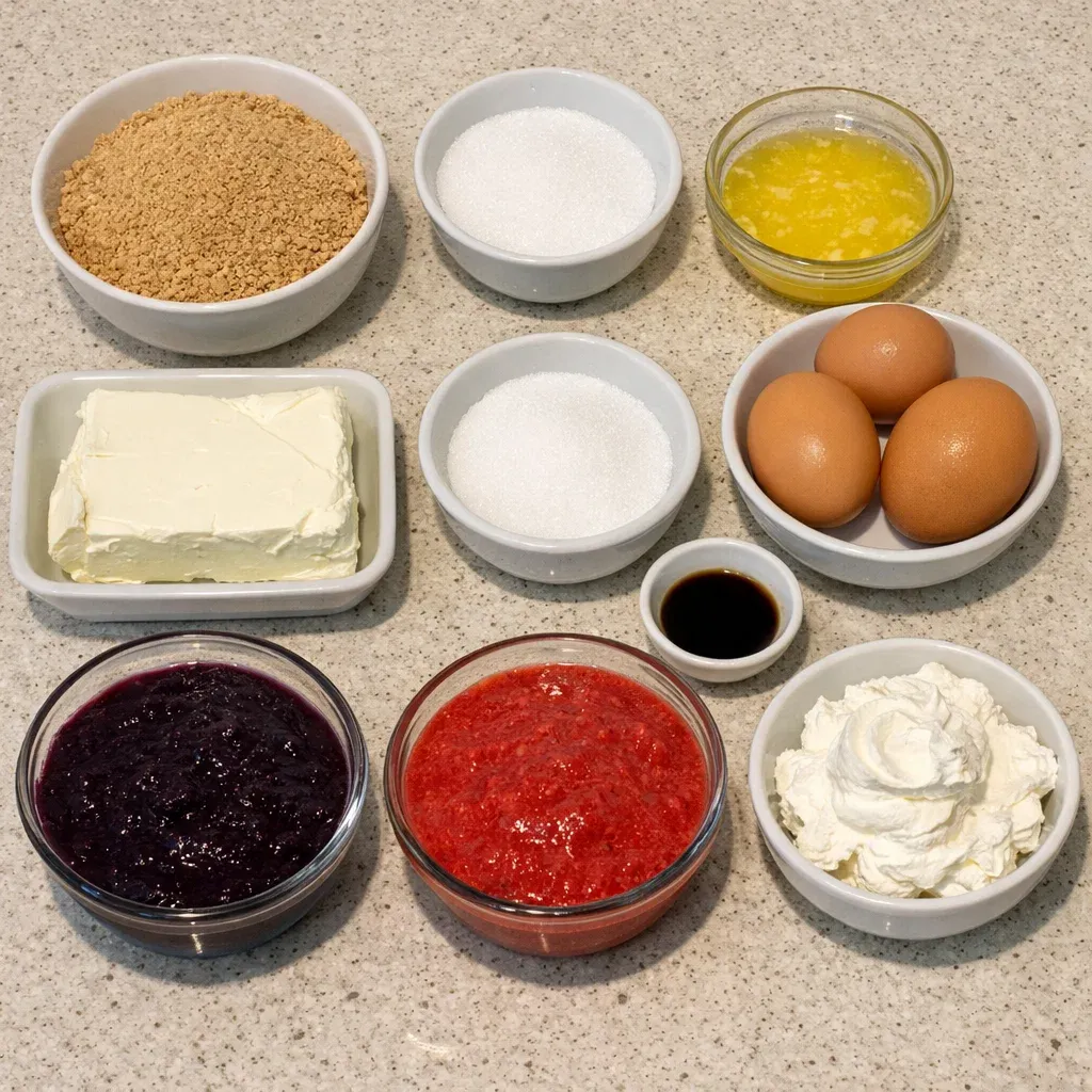 Red, White & Blue Mini Cheesecakes