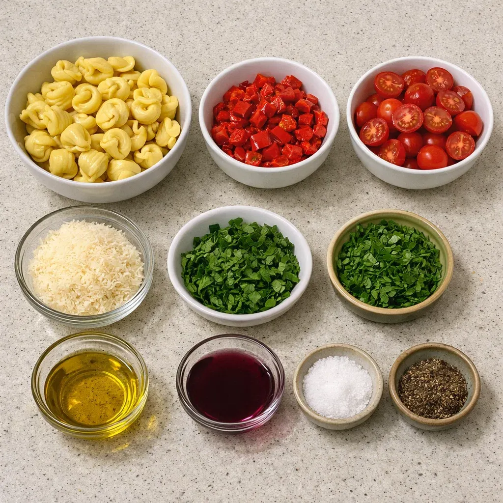 Roasted Red Pepper and Parmesan Tortellini Salad